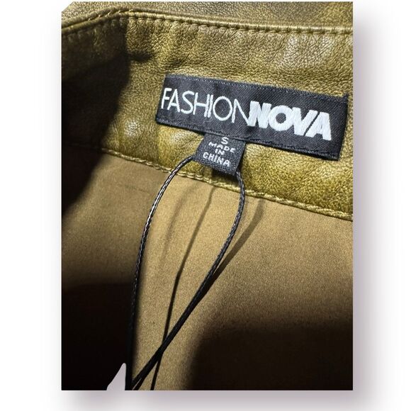 Fashion Nova Carry It Well Washed Faux Leather Olive Set Maxi Skirt S and Top M - Picture 5 of 10